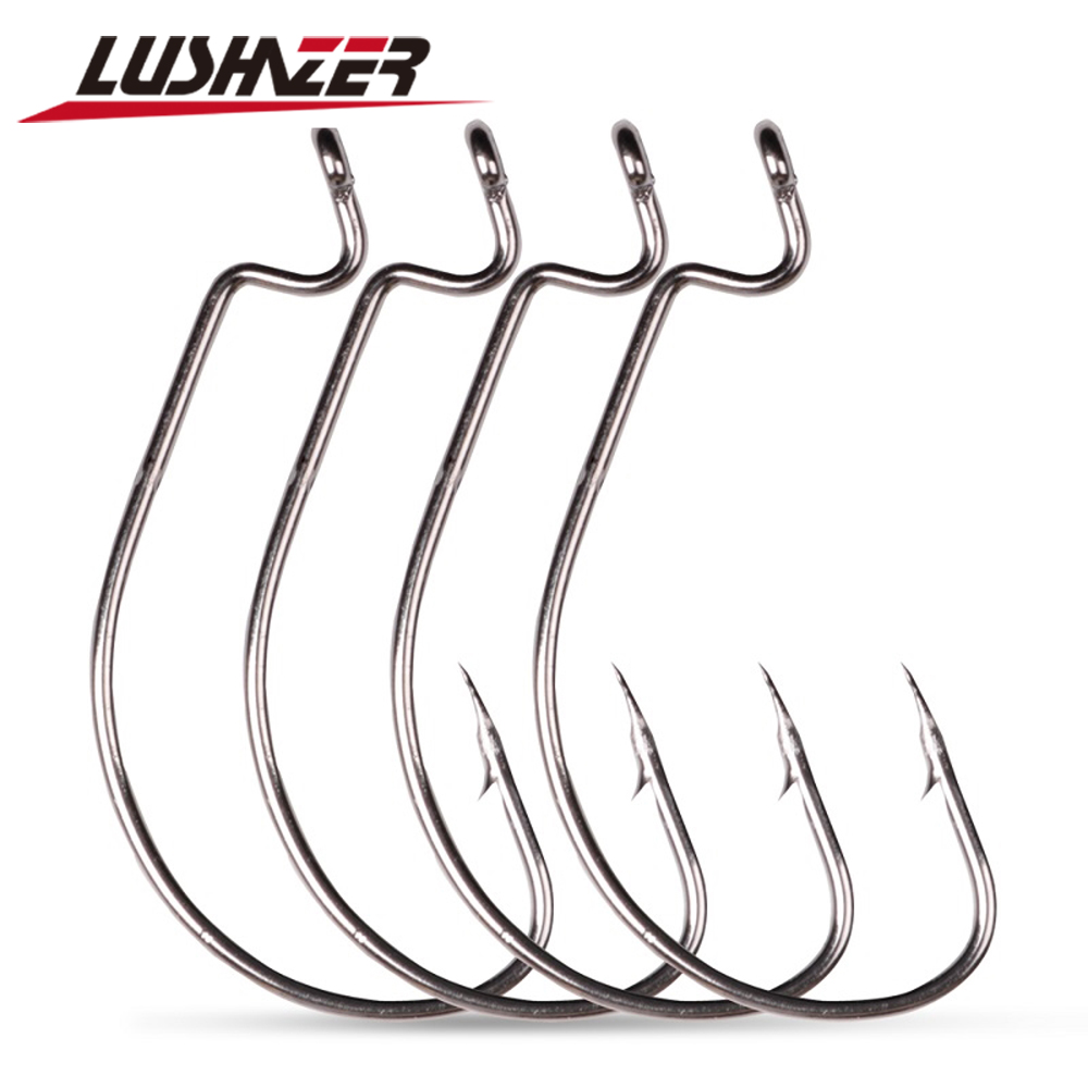 Fishing Hook Offset - LUSHAZER 10 teile/los Carbon Stahl Angelhaken